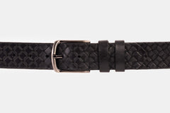 The Turan Black Woven Leather Belt Fine Craftsmanship