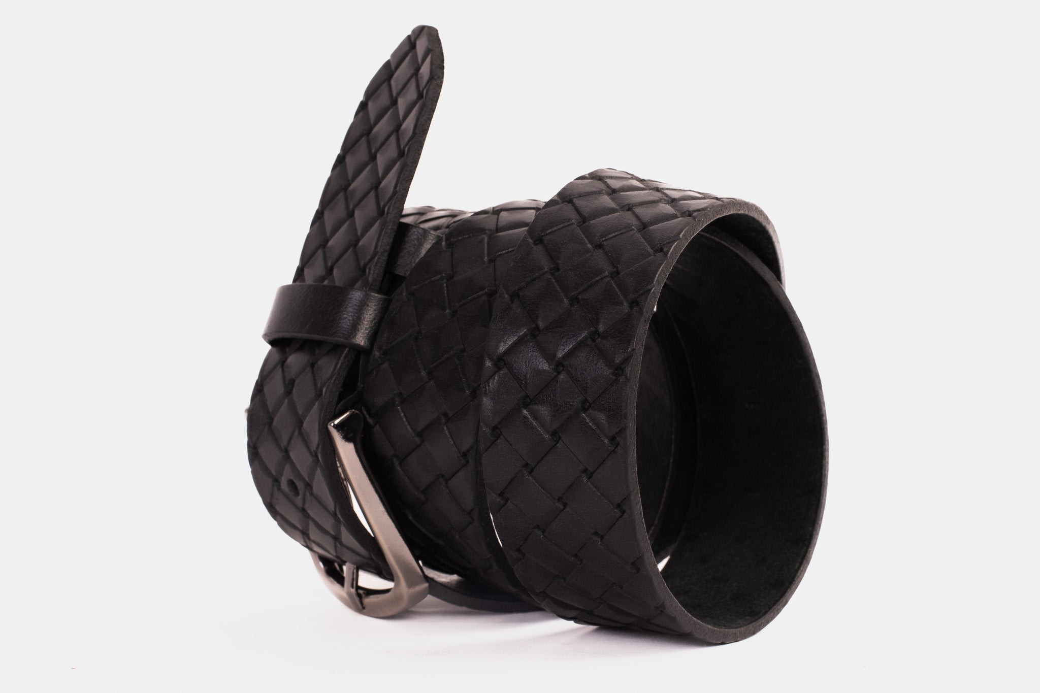 The Turan Black Woven Leather Belt Fine Craftsmanship