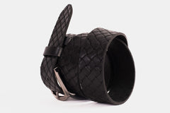 The Turan Black Woven Leather Belt Fine Craftsmanship
