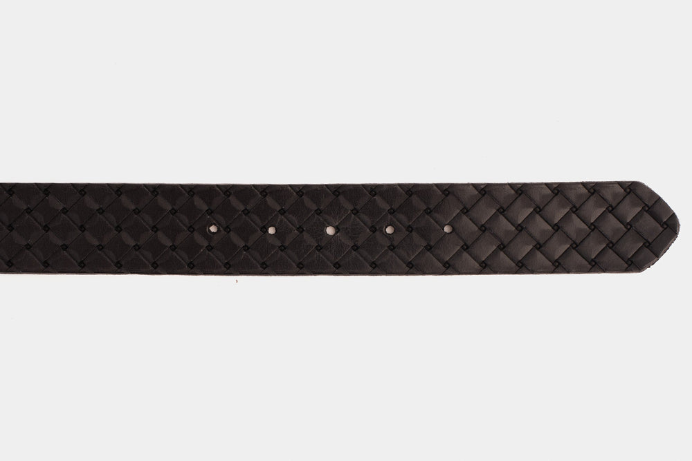 The Turan Black Woven Leather Belt Fine Craftsmanship