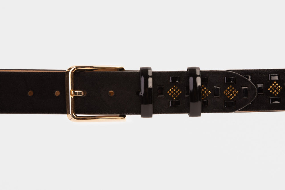 The Vicino Black Leather Belt For Sale