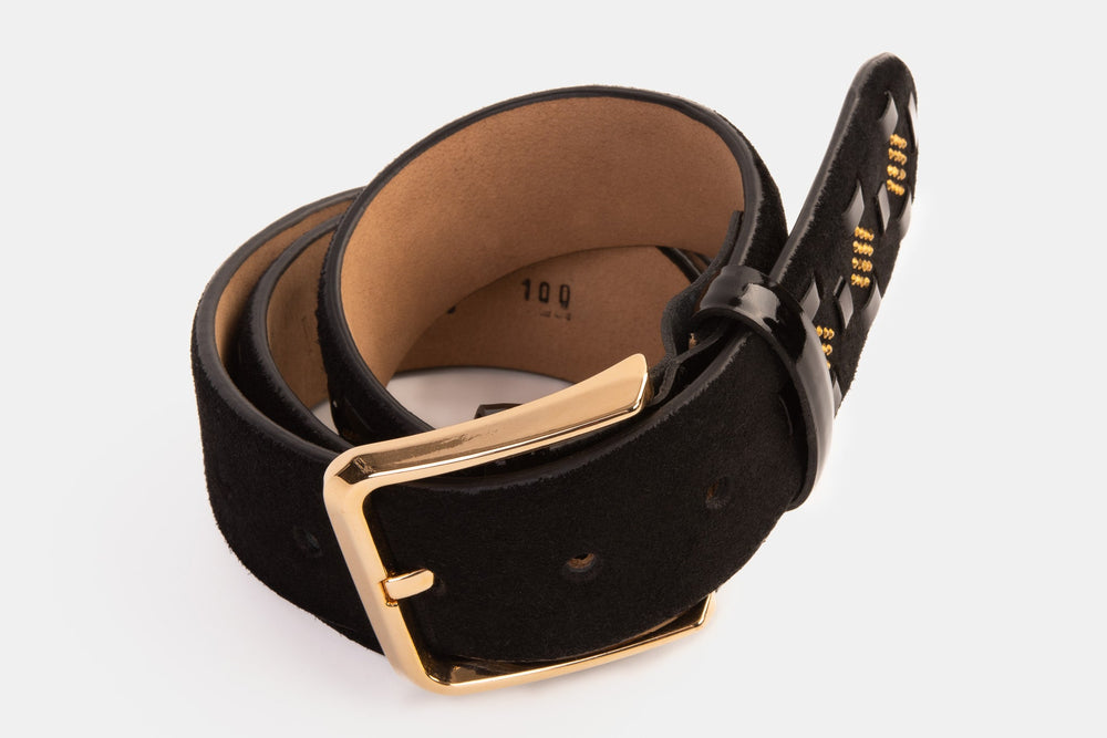 The Vicino Black Leather Belt For Sale