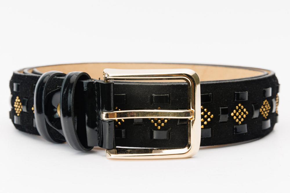 The Vicino Black Leather Belt For Sale
