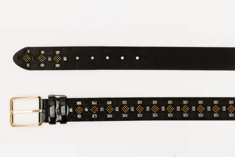 The Vicino Black Leather Belt For Sale