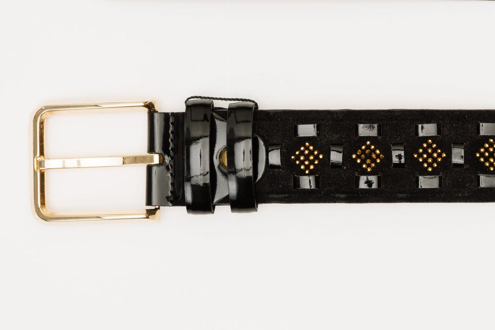 The Vicino Black Leather Belt For Sale