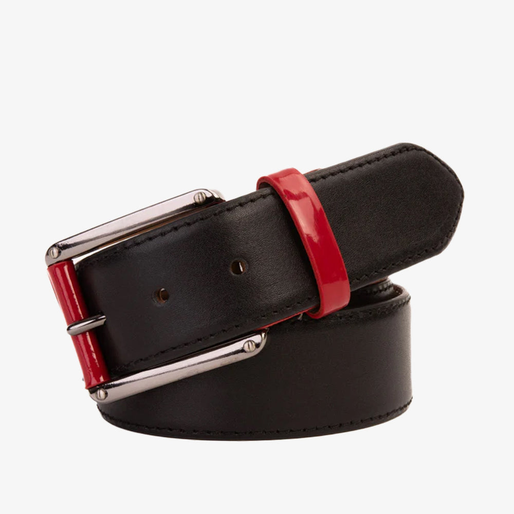 The Maratea Black Red Leather Belt All New