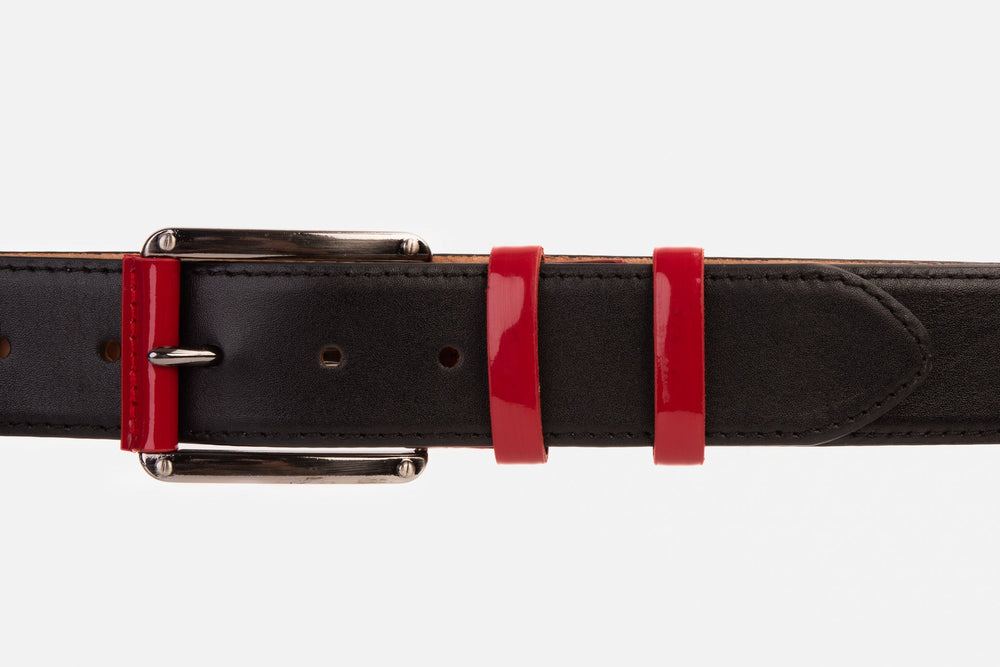 The Maratea Black Red Leather Belt All New