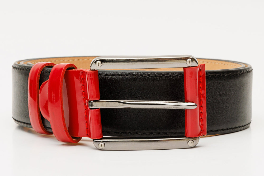 The Maratea Black Red Leather Belt All New