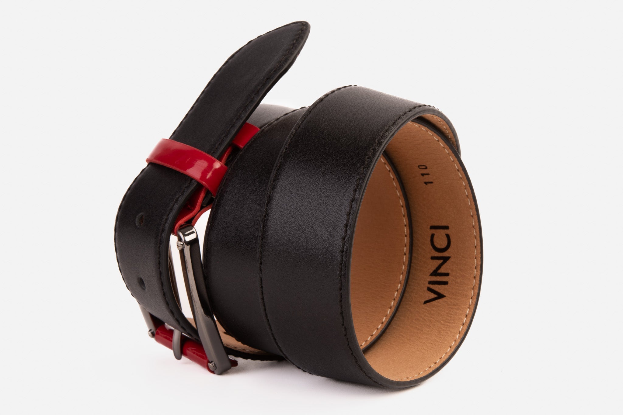 The Maratea Black Red Leather Belt All New