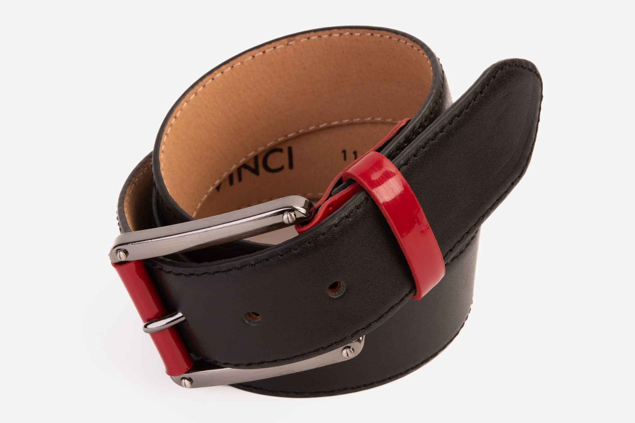 The Maratea Black Red Leather Belt All New