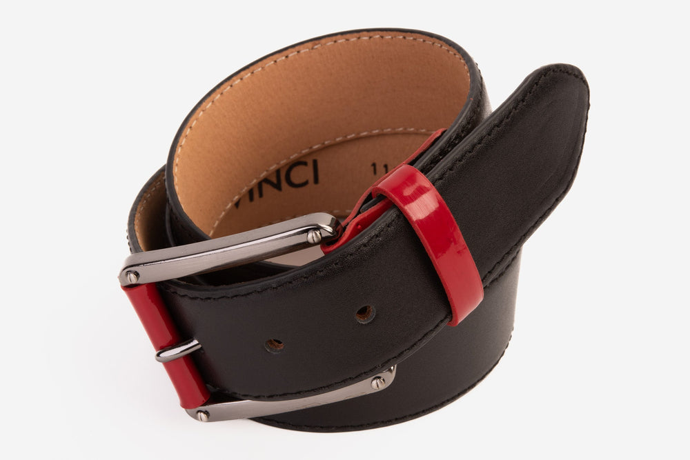 The Maratea Black Red Leather Belt All New