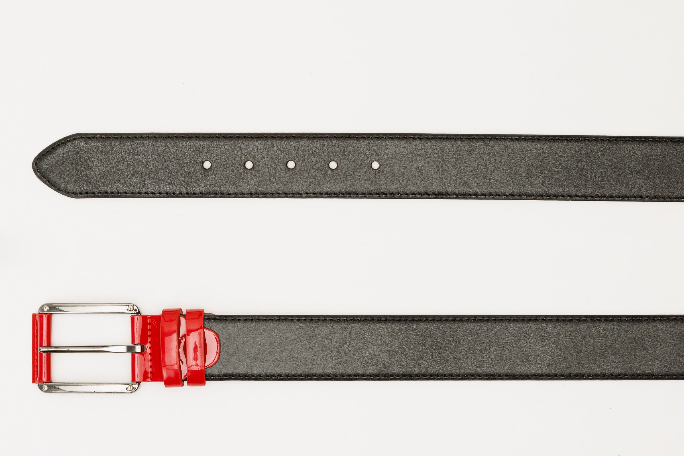 The Maratea Black Red Leather Belt All New