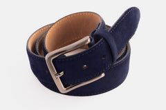 The Bari Navy Suede Leather Belt Universal Fit