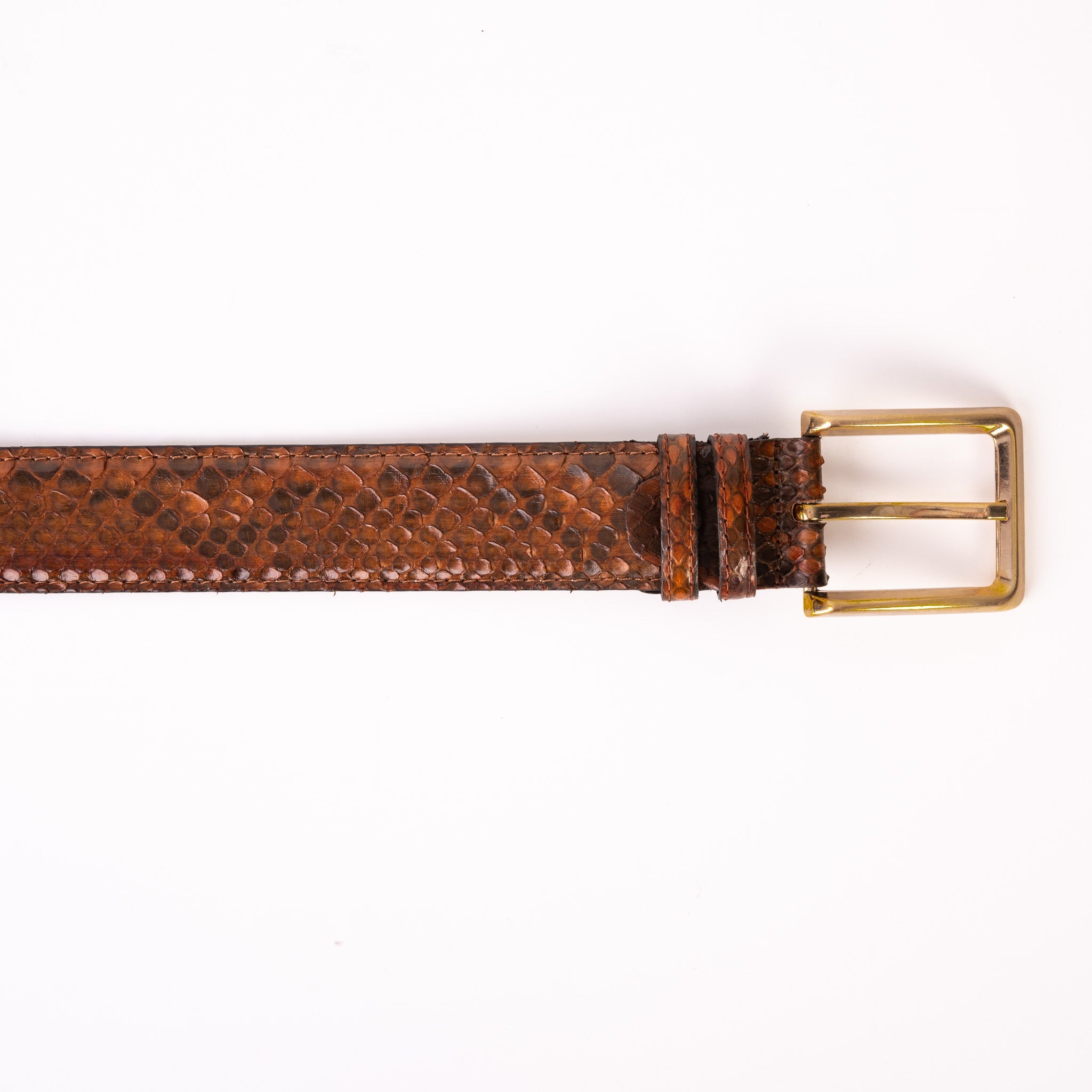 The Boss Tan Pythn Snk Leather Belt On Sale
