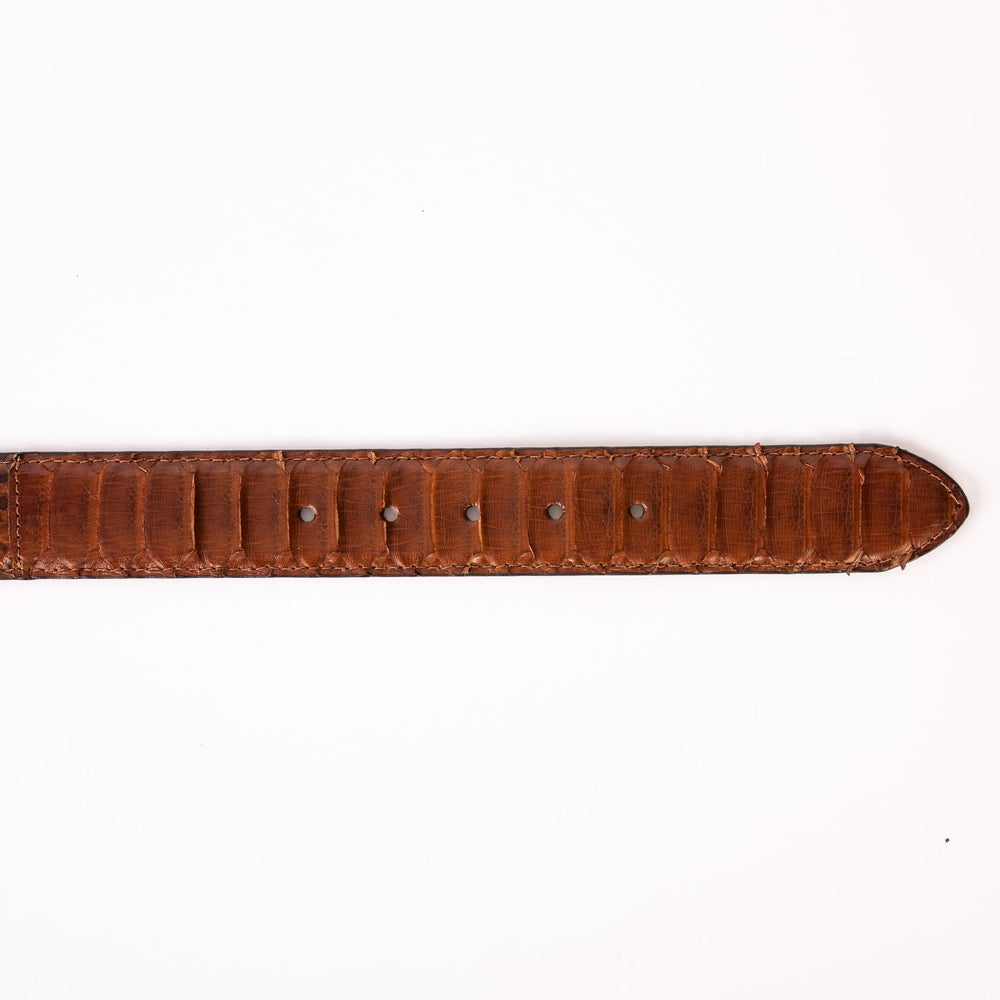 The Boss Tan Pythn Snk Leather Belt On Sale
