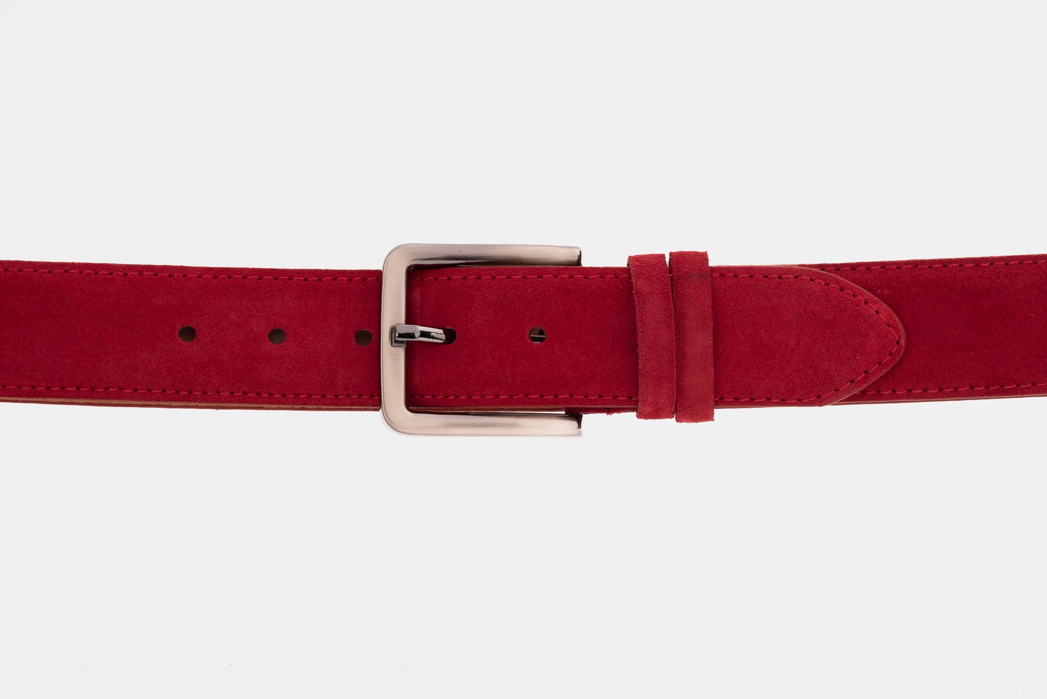 The Bari Red Suede Leather Belt For Sale