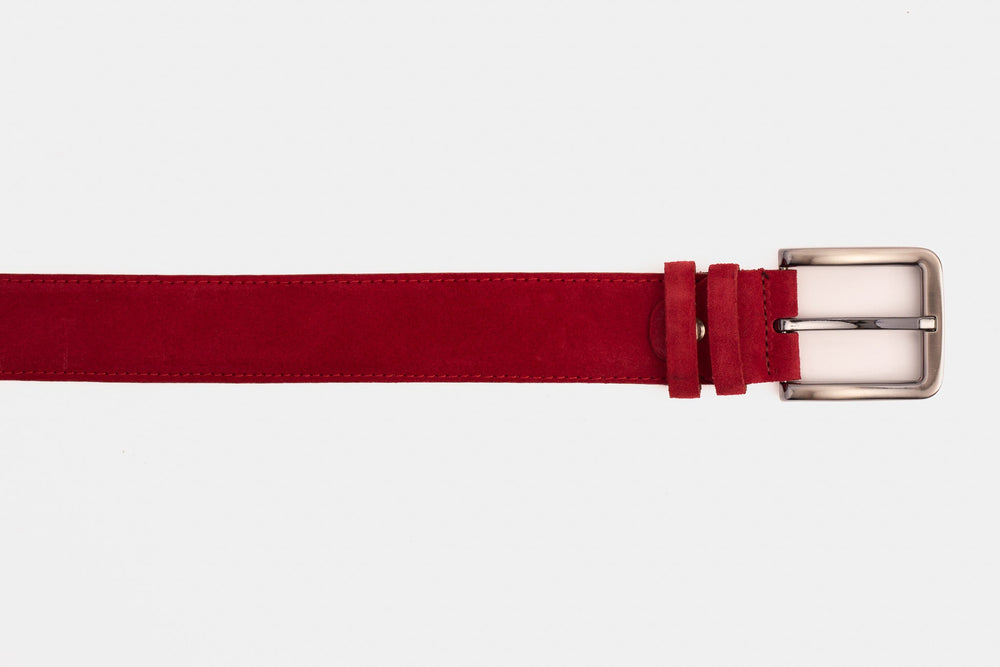 The Bari Red Suede Leather Belt For Sale