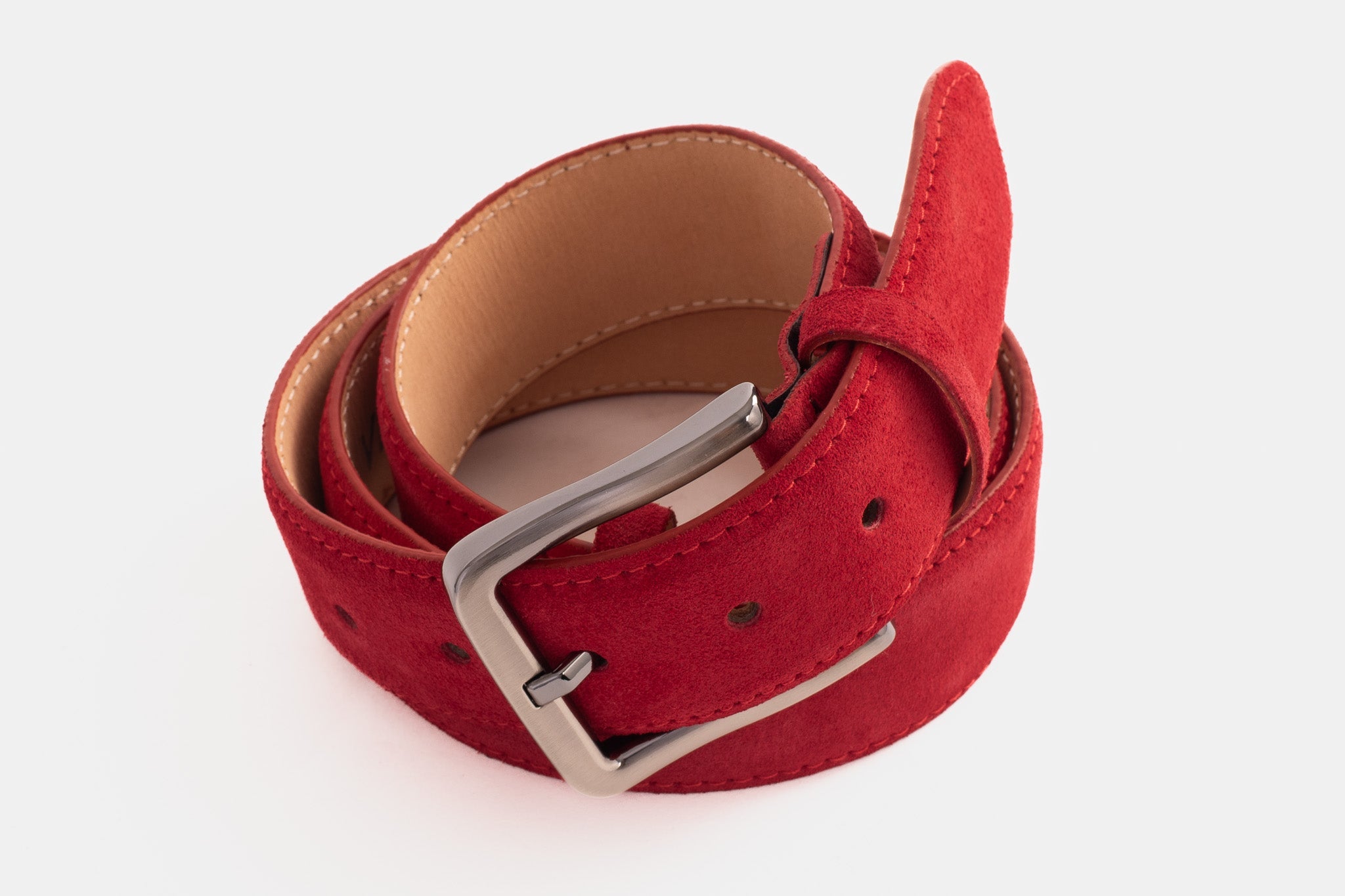 The Bari Red Suede Leather Belt For Sale