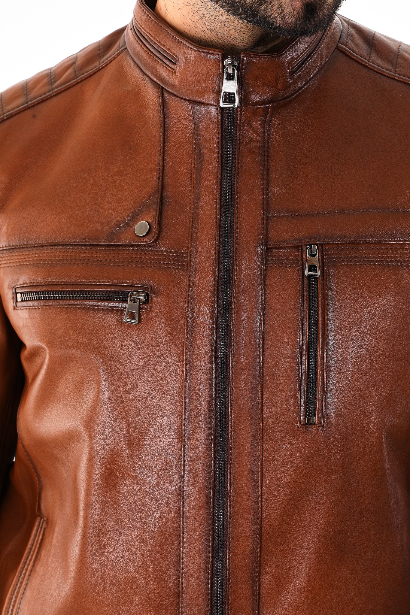 The Rossi Cognac Brown Leather Jacket All New