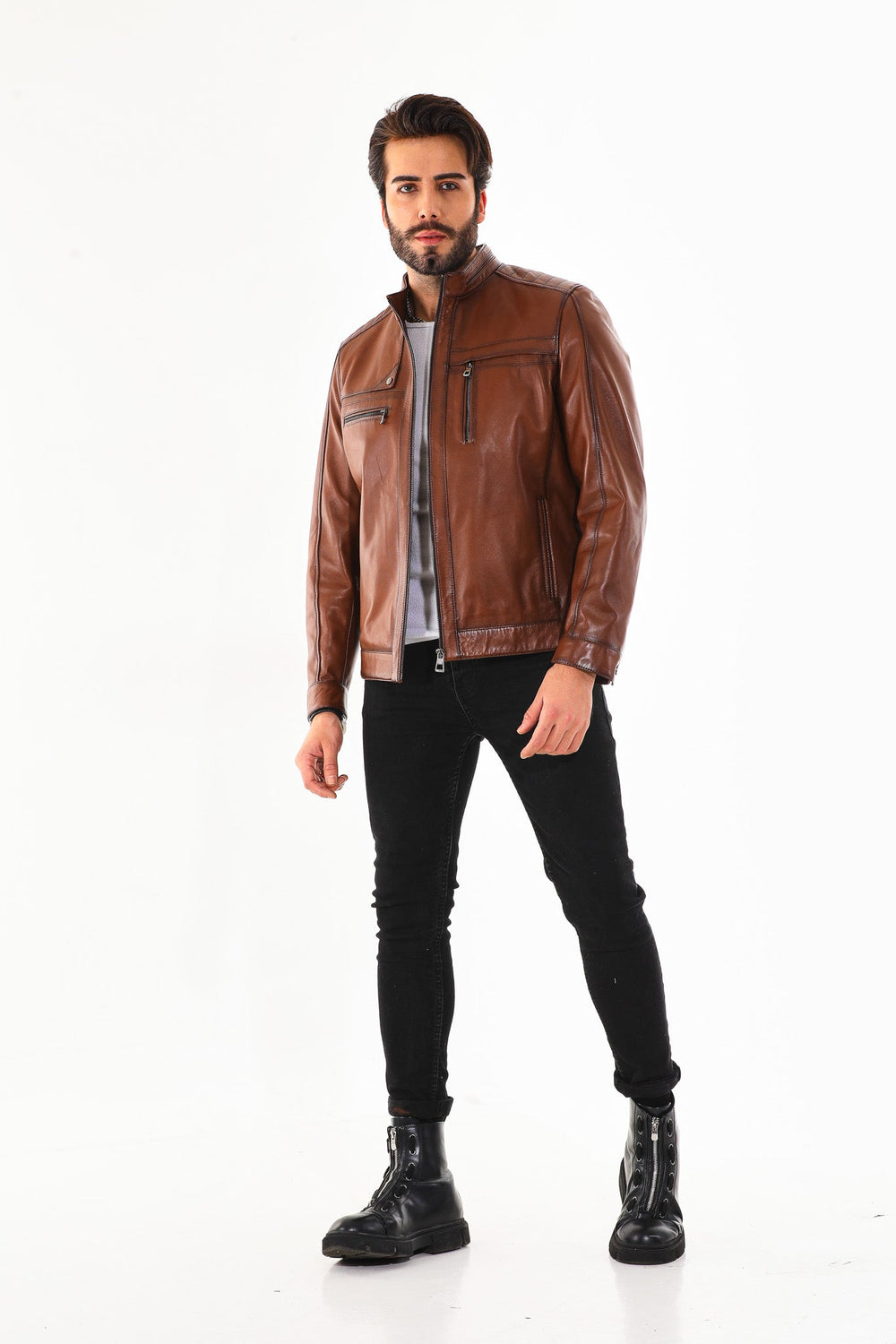 The Rossi Cognac Brown Leather Jacket All New