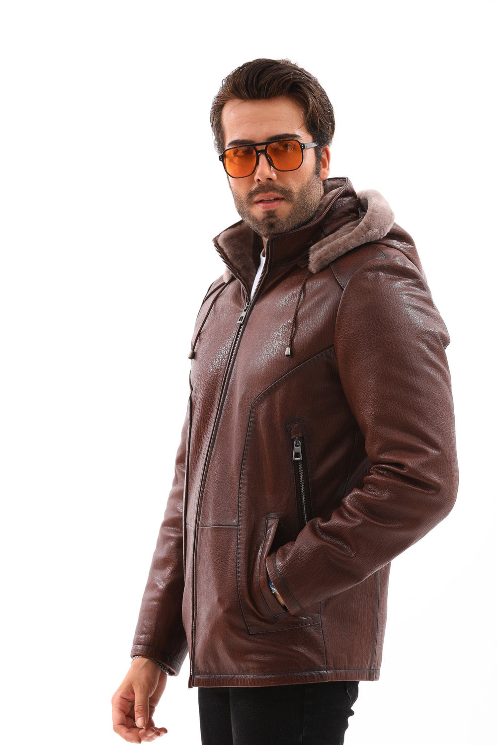 The Bergamo Brown Shearling Leather Jacket Universal Fit