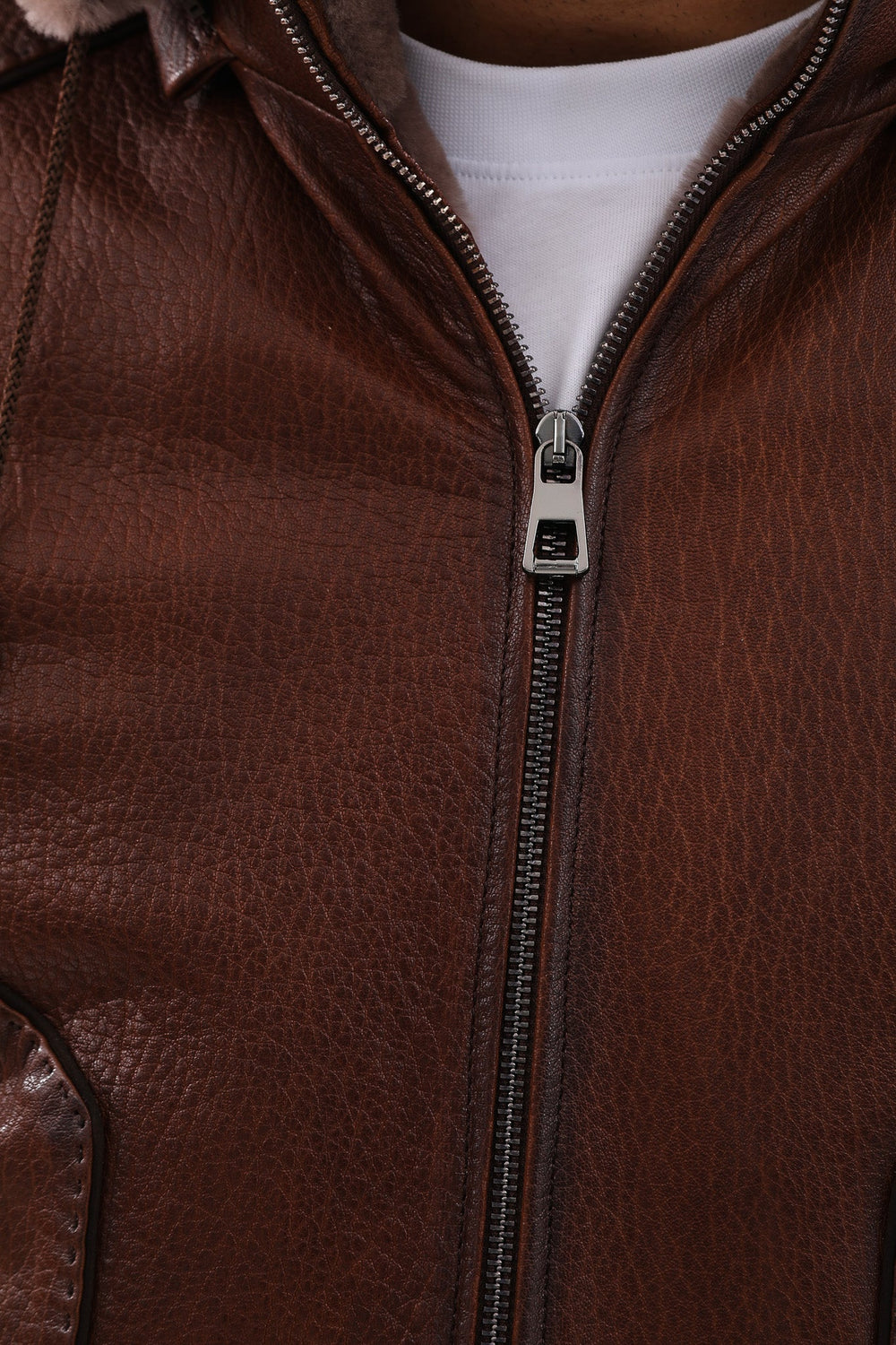 The Bergamo Brown Shearling Leather Jacket Universal Fit