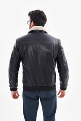 The Northway Navy Blue Lambskin Leather Jacket Fine Craftsmanship