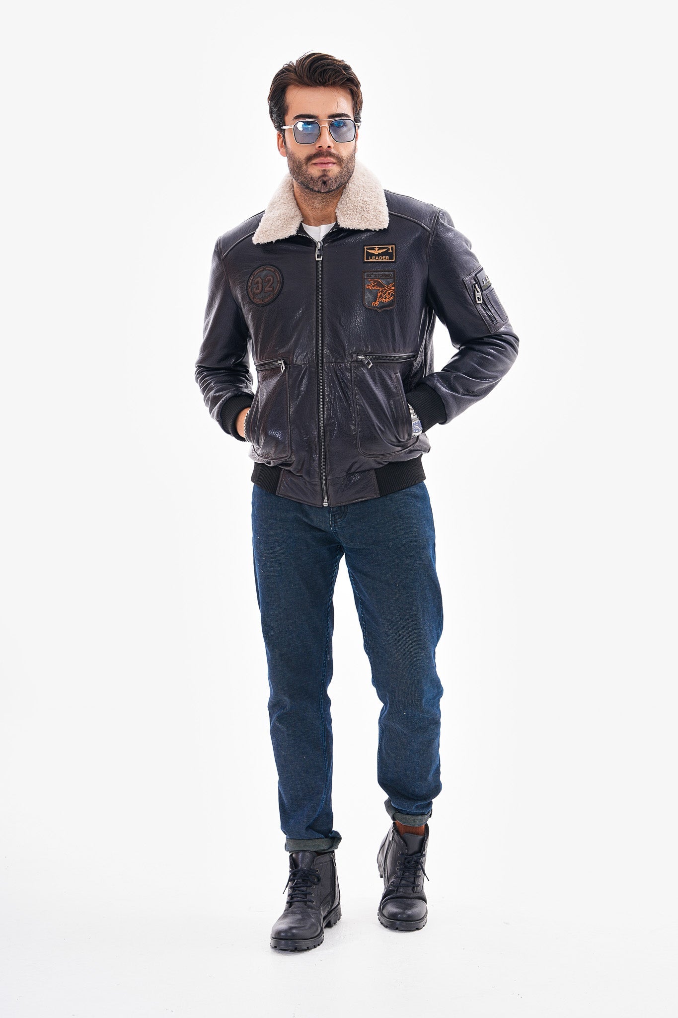The Northway Navy Blue Lambskin Leather Jacket Fine Craftsmanship