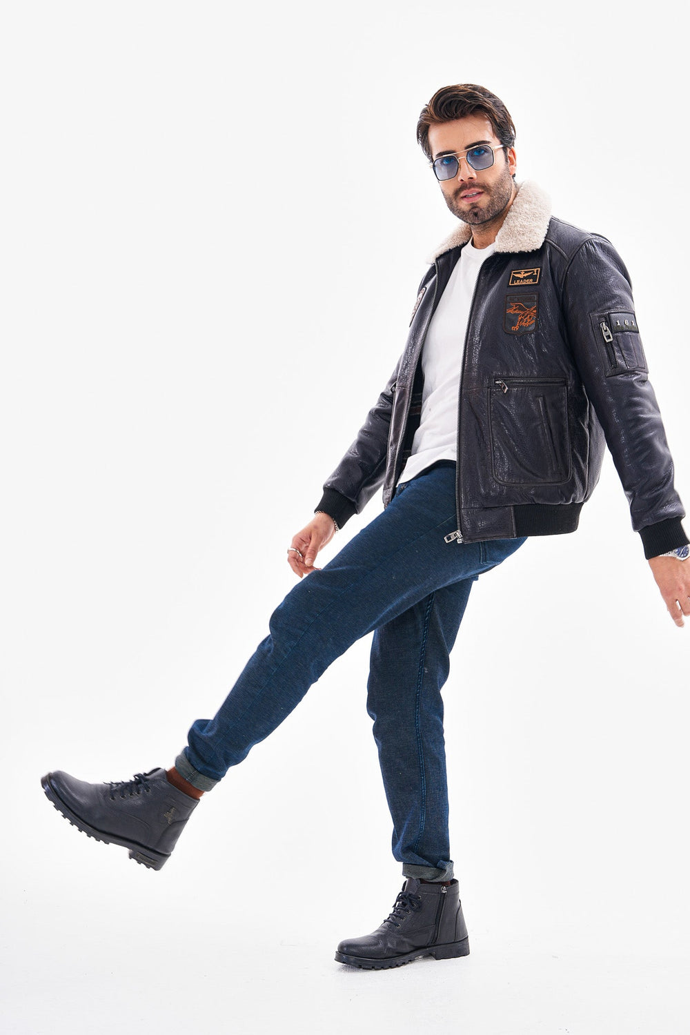 The Northway Navy Blue Lambskin Leather Jacket Fine Craftsmanship