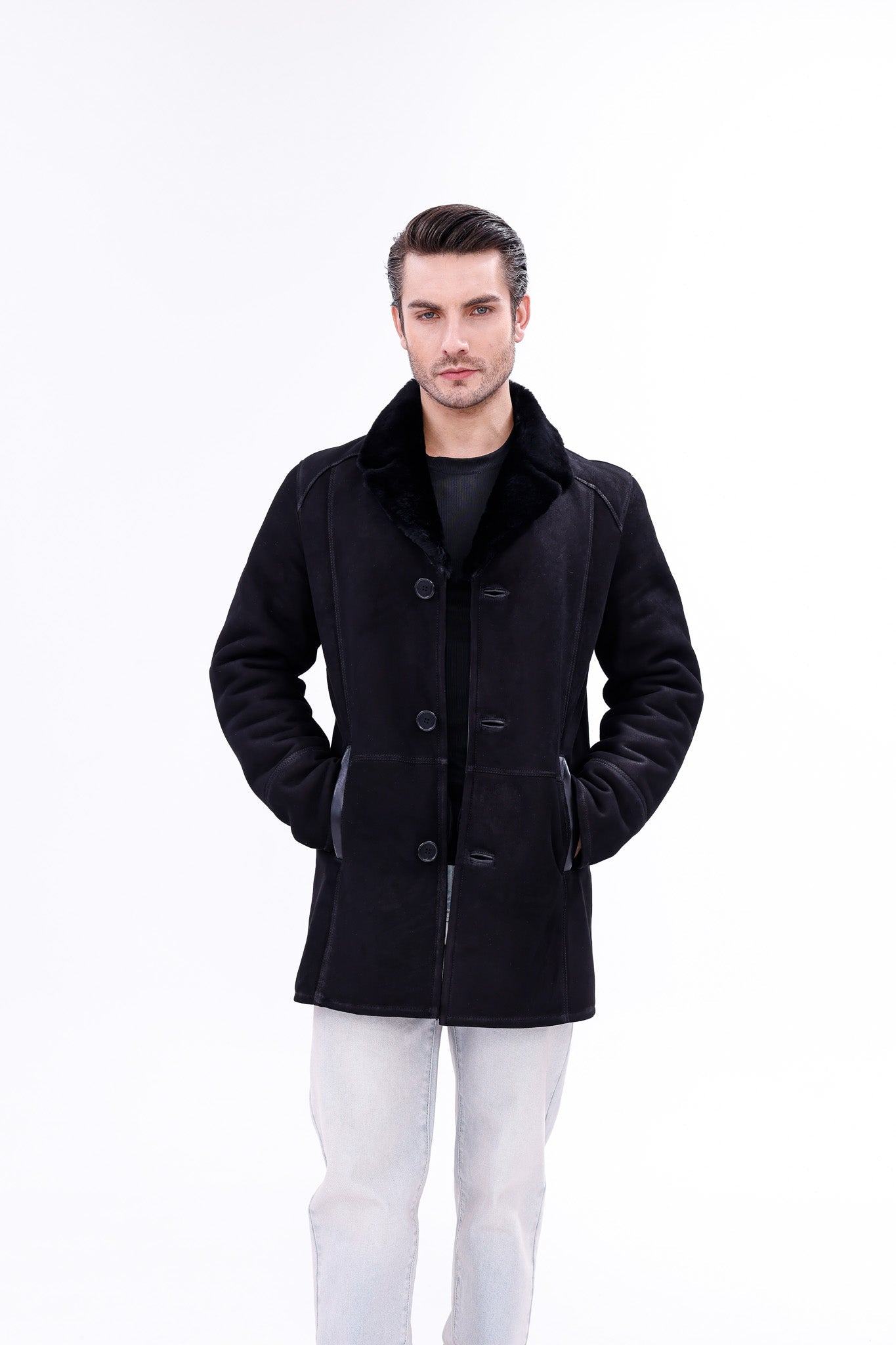The Lariana Black Shearling Jacket Exclusive Style