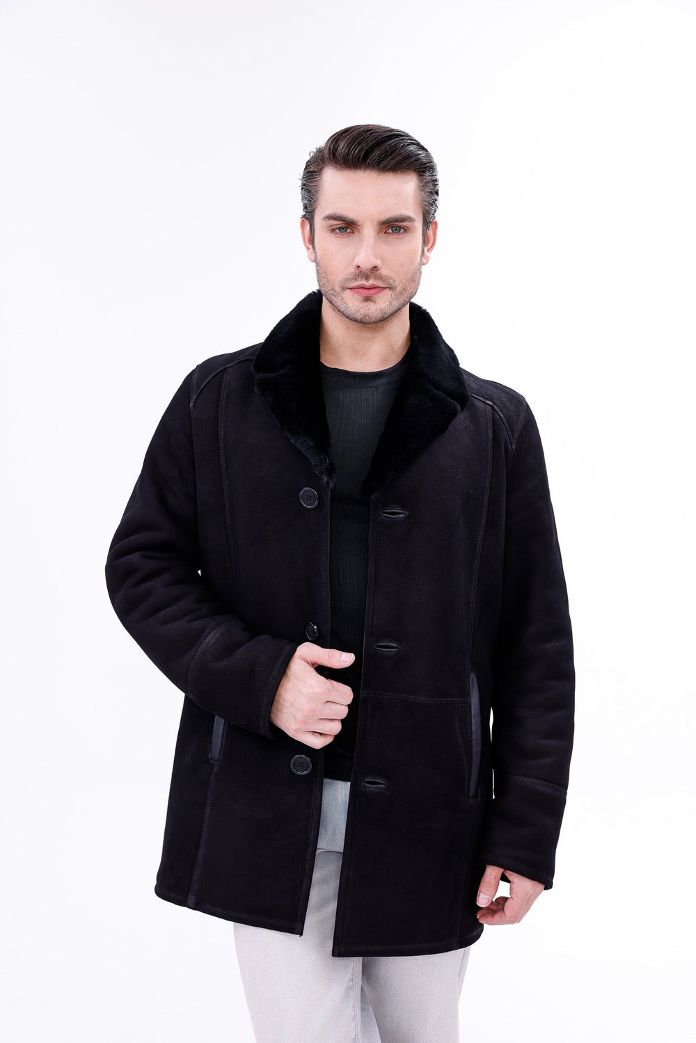 The Lariana Black Shearling Jacket Exclusive Style