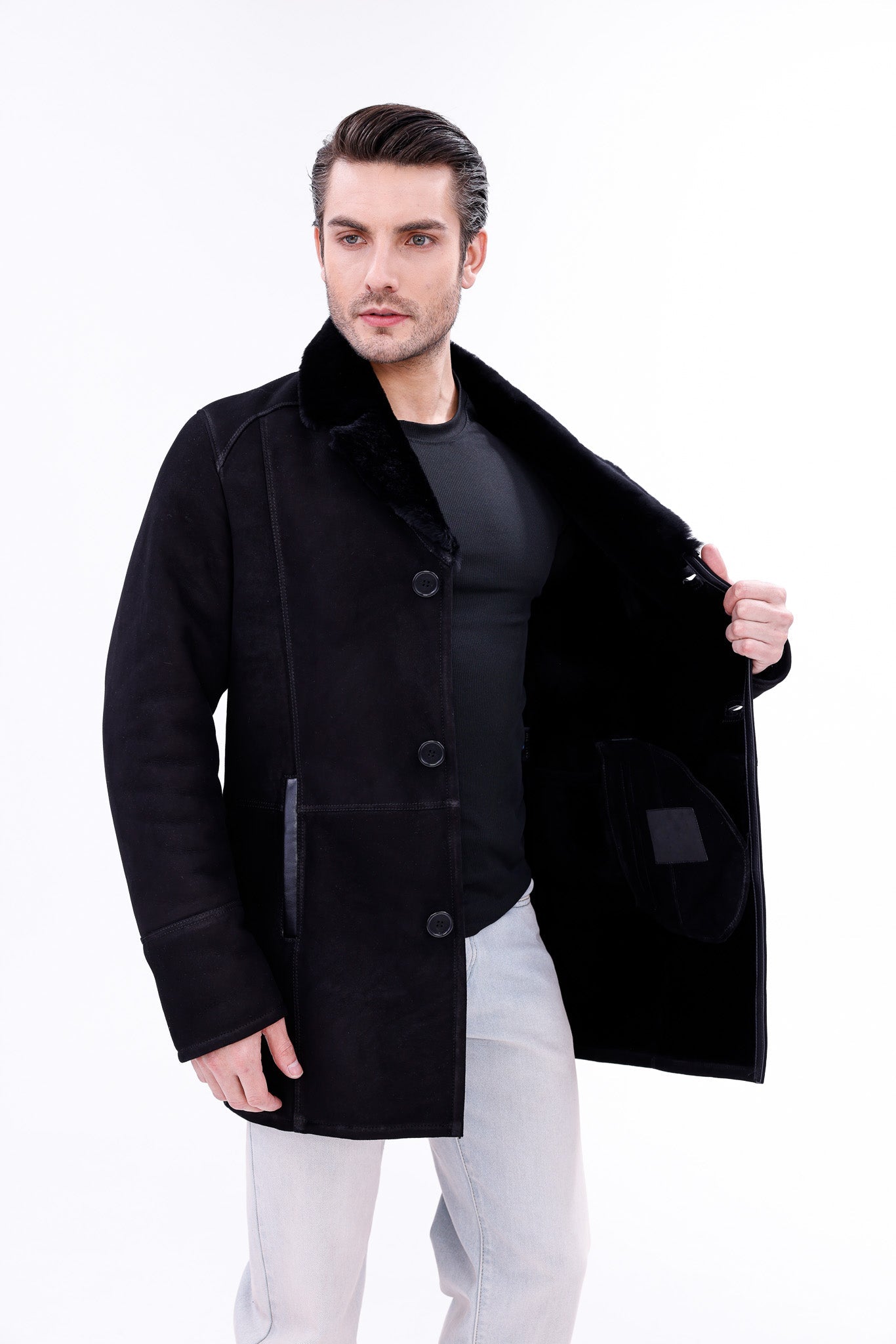 The Lariana Black Shearling Jacket Exclusive Style