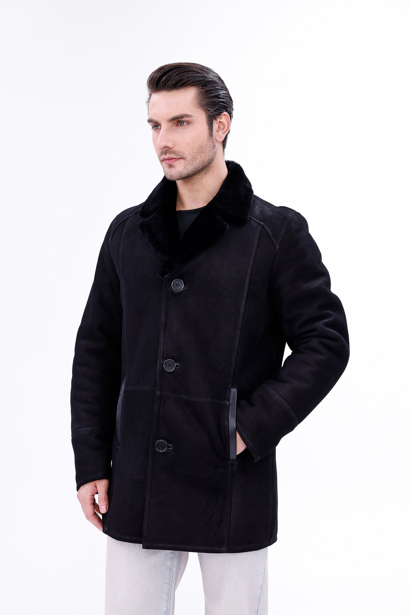 The Lariana Black Shearling Jacket Exclusive Style