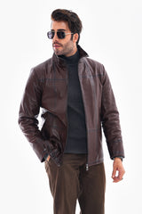 The Nero Coffee Brown Leather Jacket For Sale