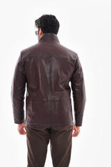 The Nero Coffee Brown Leather Jacket For Sale