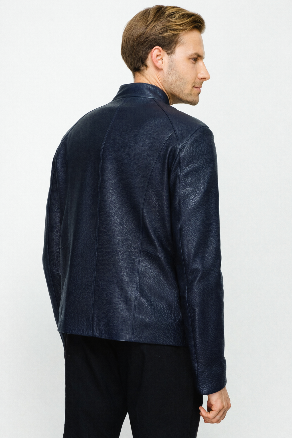 The Blanchard Navy Blue Leather Jacket Universal Fit