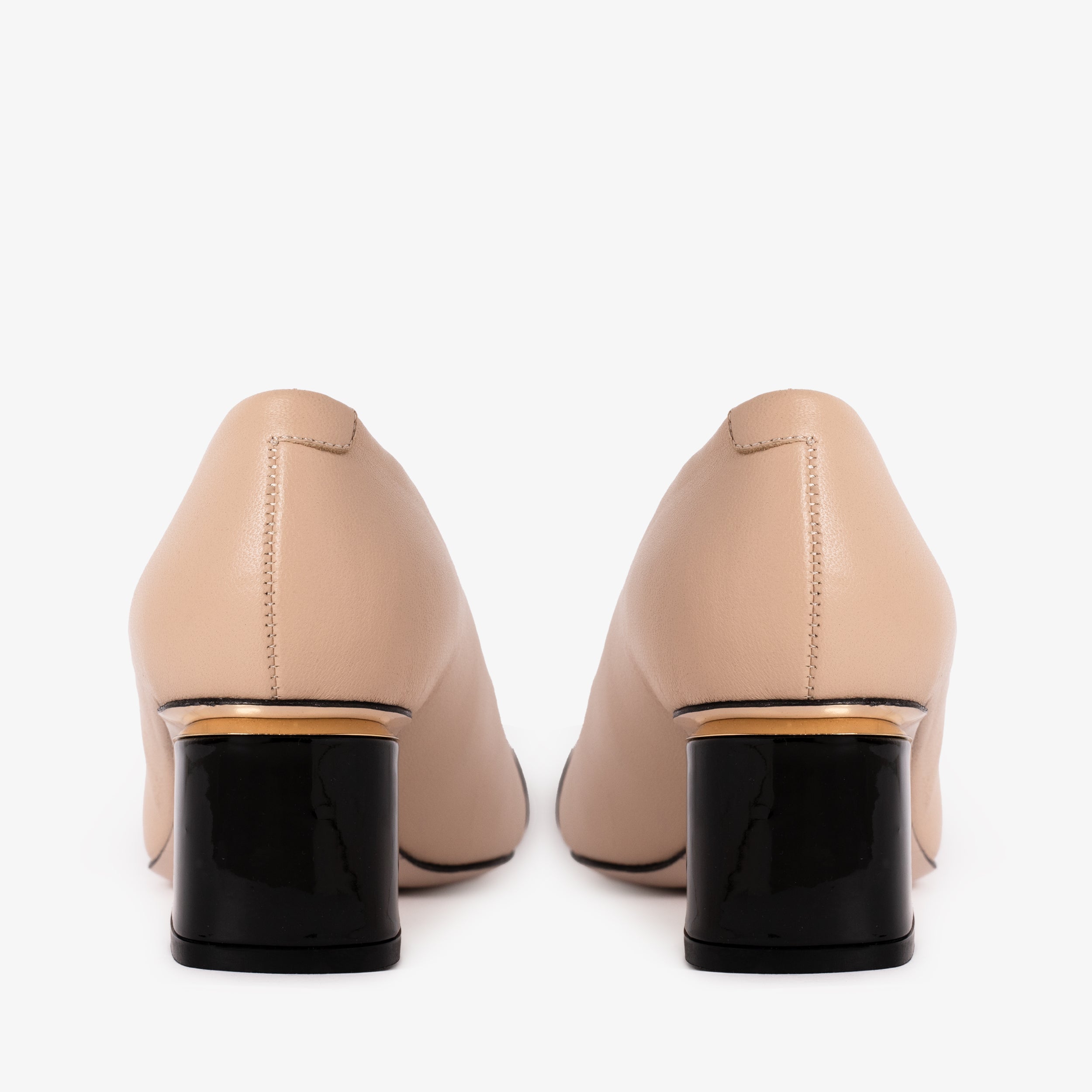 The Diva Beige Leather Cap Toe Block Heel Pump Shoe Fine Craftsmanship
