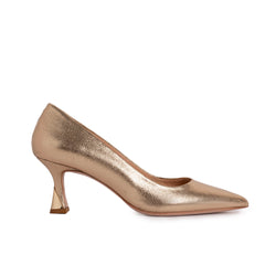 The Brunello Gold Leather Pump Shoe On Sale