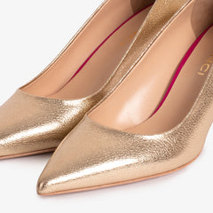 The Brunello Gold Leather Pump Shoe On Sale