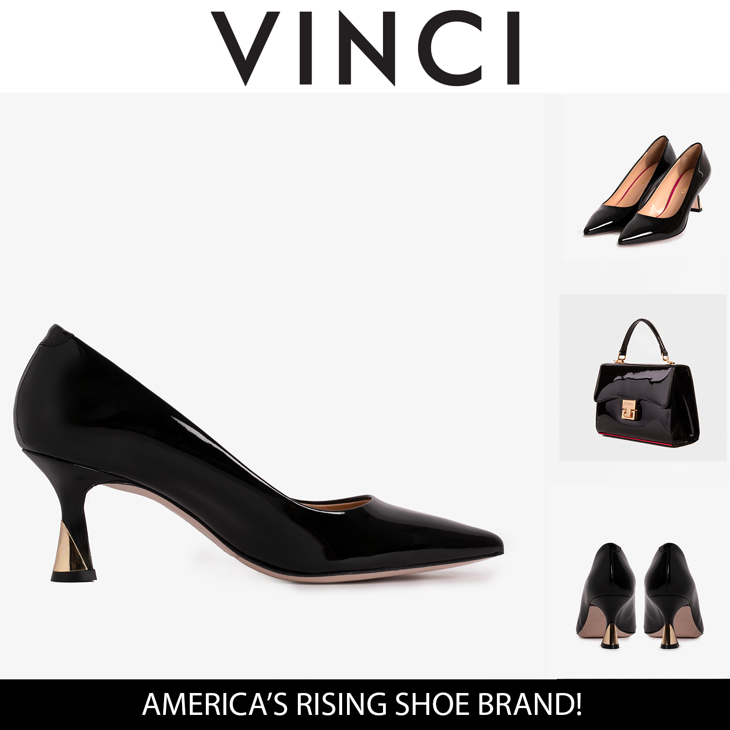 The Brunello Black Patent Leather Pump Shoe All New