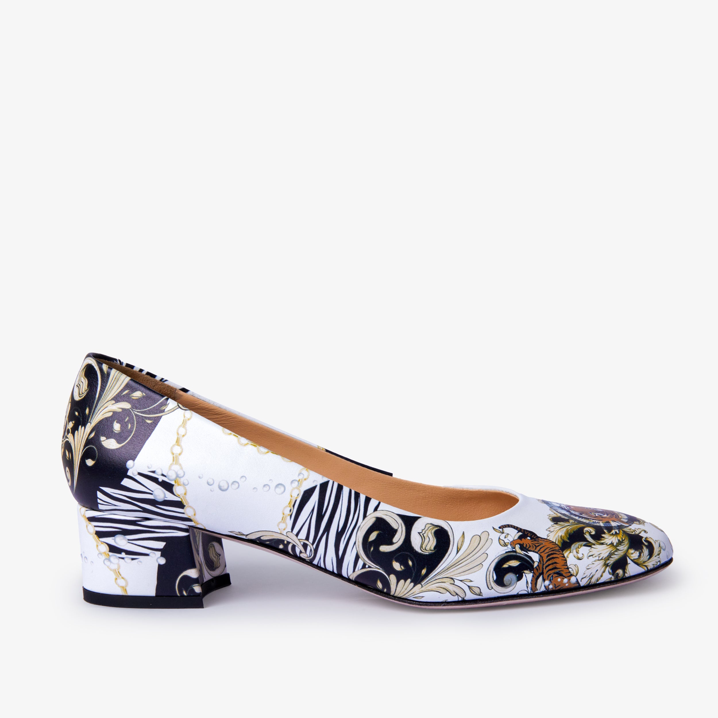 The Perugia White Leather Lower Heel Pump Shoe Fine Craftsmanship