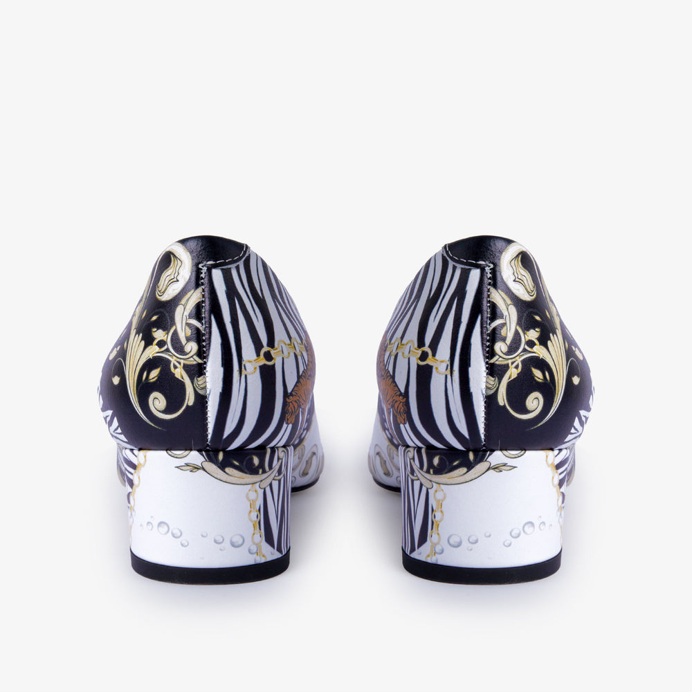 The Perugia White Leather Lower Heel Pump Shoe Fine Craftsmanship