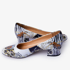The Perugia White Leather Lower Heel Pump Shoe Fine Craftsmanship