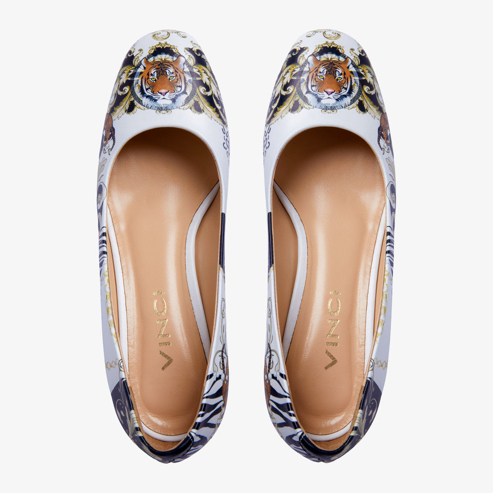 The Perugia White Leather Lower Heel Pump Shoe Fine Craftsmanship