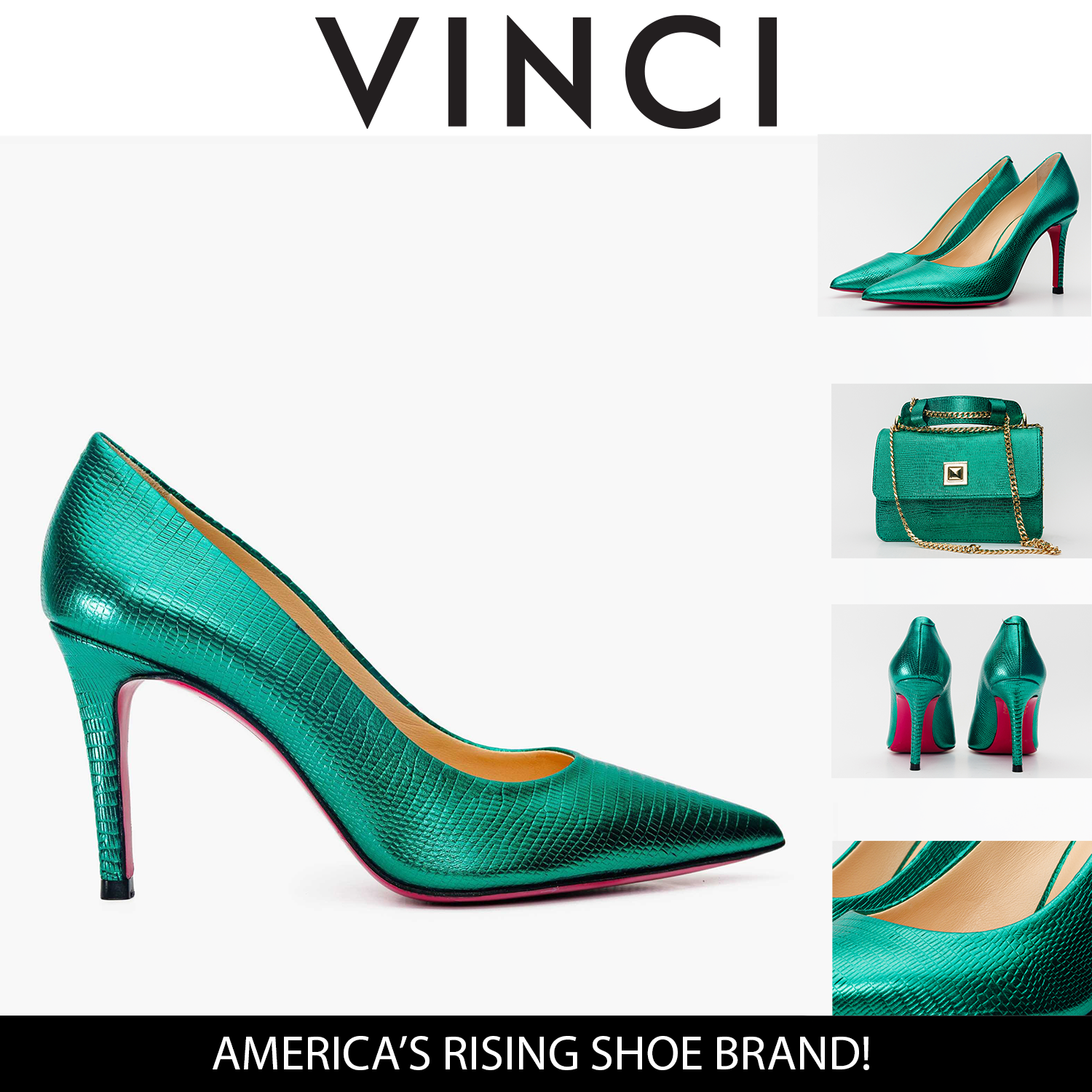 The Maple Green Leather Pump Fuchsia Sole Shoe Exclusive Style