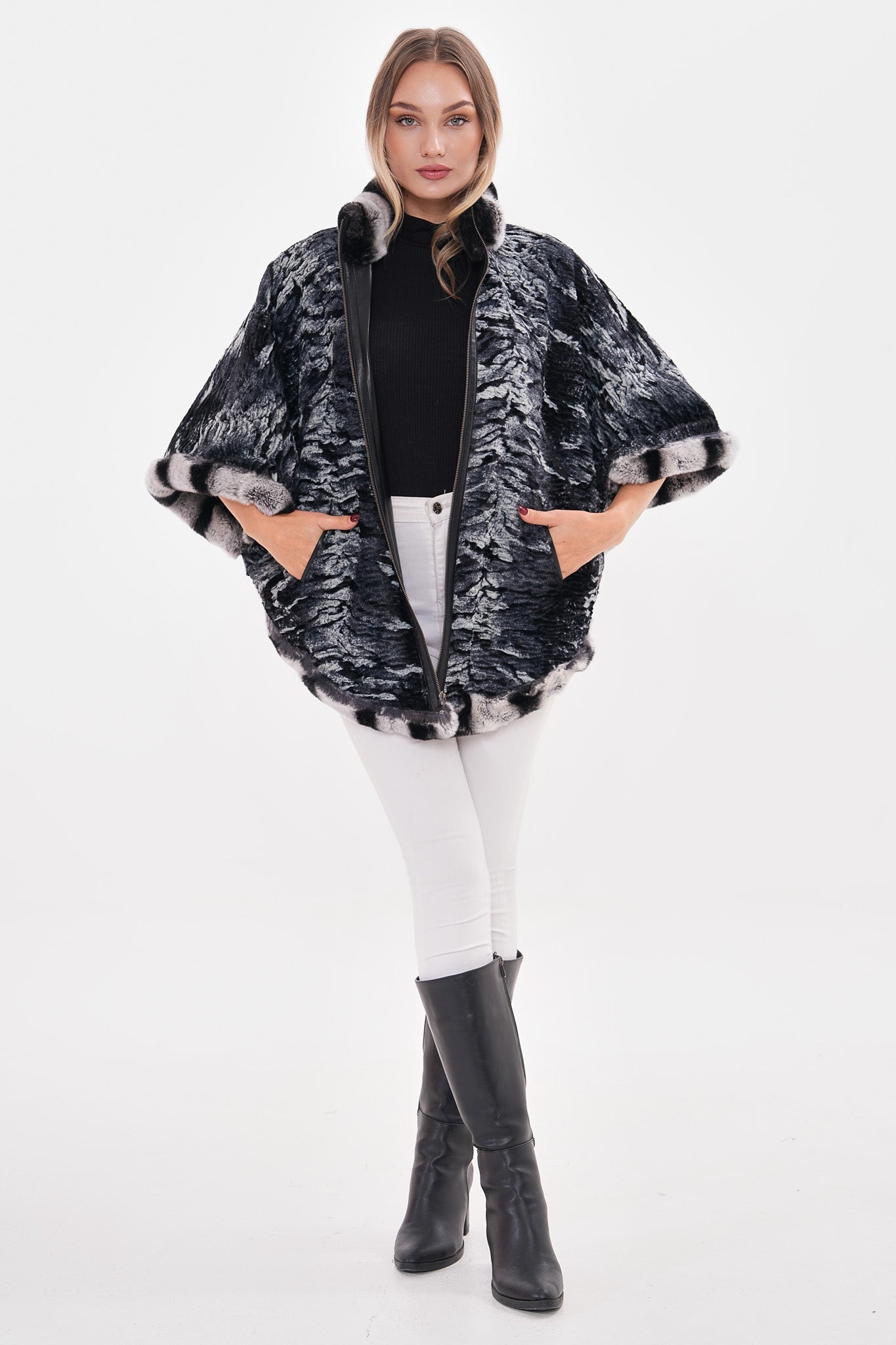 The Glacier Black Reversible Leather Jacket On Sale