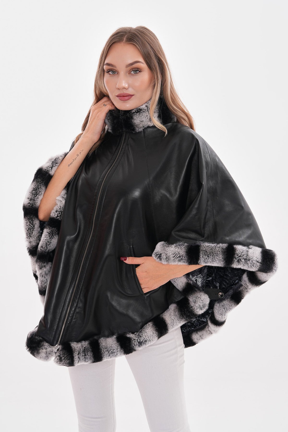 The Glacier Black Reversible Leather Jacket On Sale