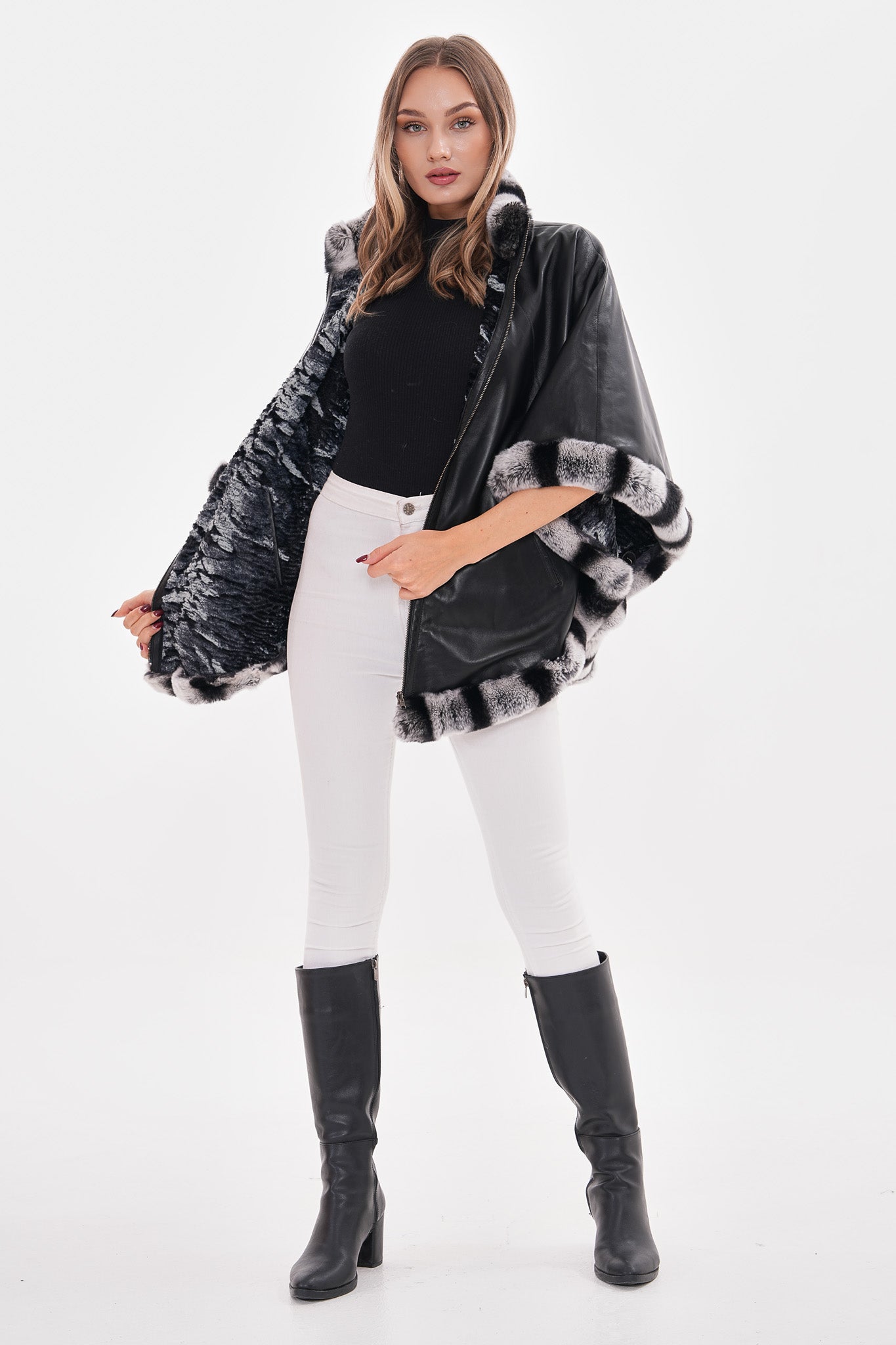 The Glacier Black Reversible Leather Jacket On Sale