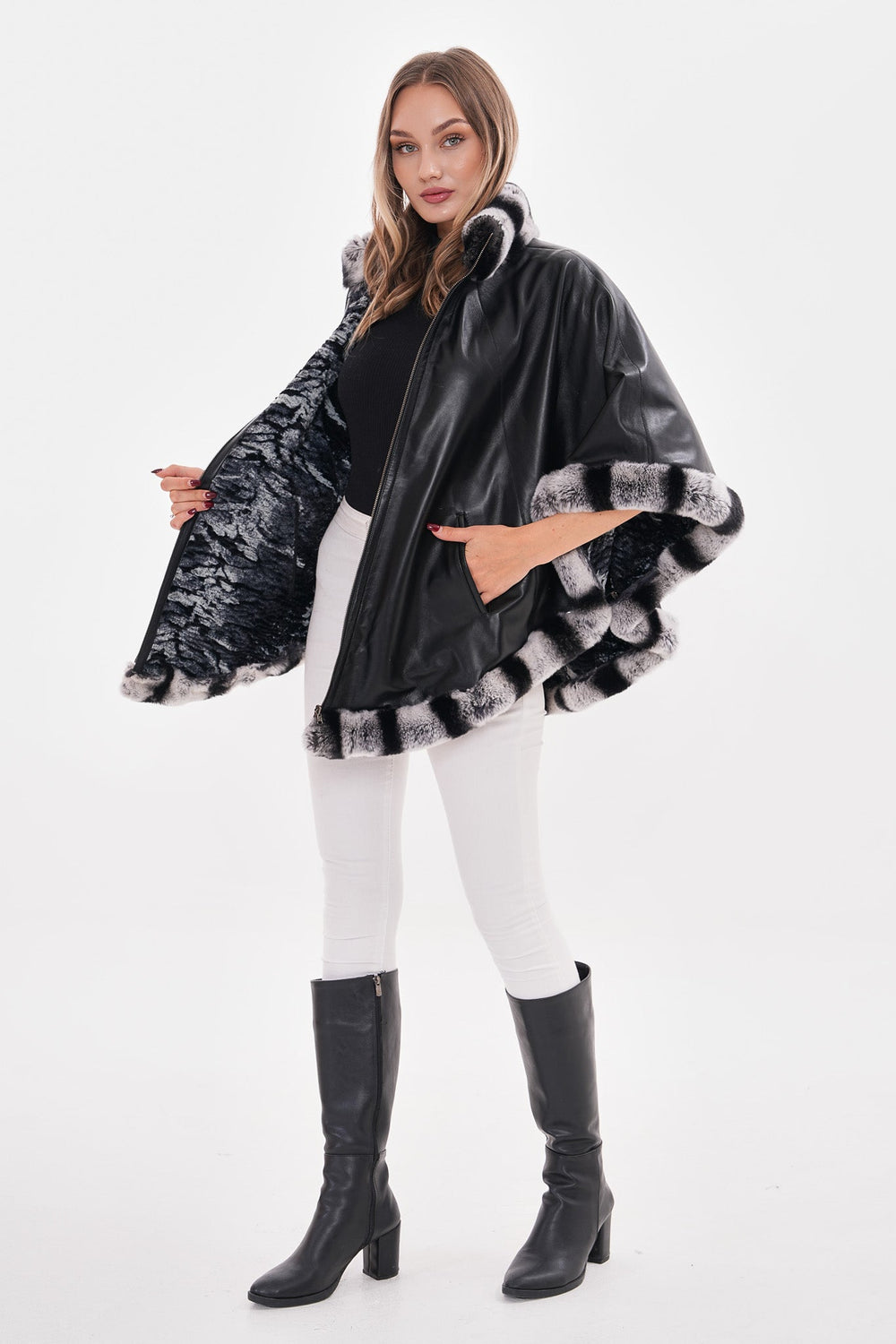 The Glacier Black Reversible Leather Jacket On Sale