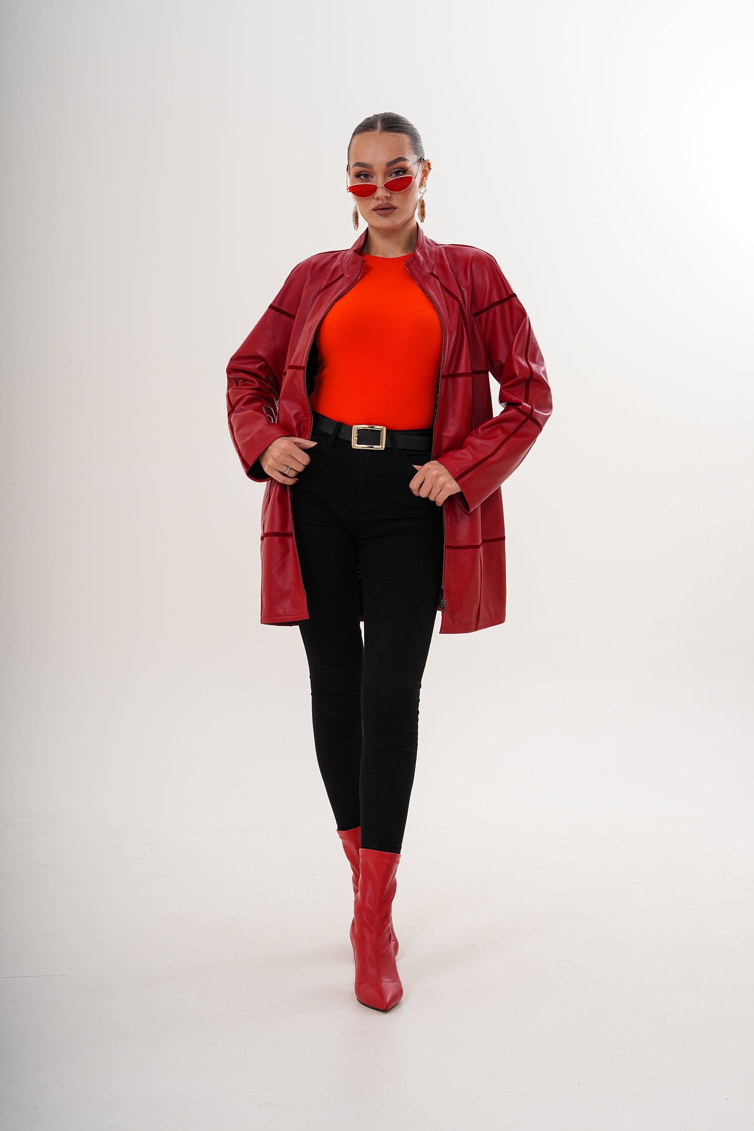 The Prado Reversible Red Leather Jacket For Sale